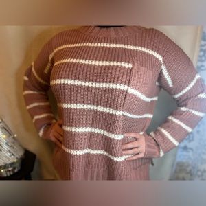 oversized stripe crew neck sweater